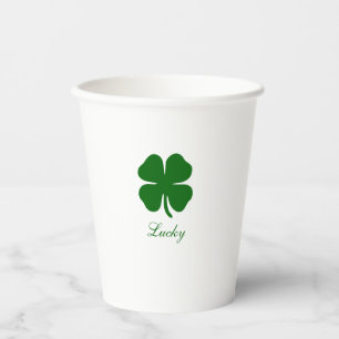 Personalized Green Clover Paper Cups