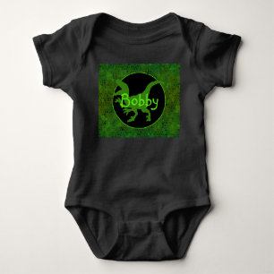 Personalized Green Dinosaur Hide Baby Bodysuit
