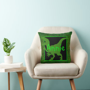 Personalized Green Dinosaur Hide Cushion