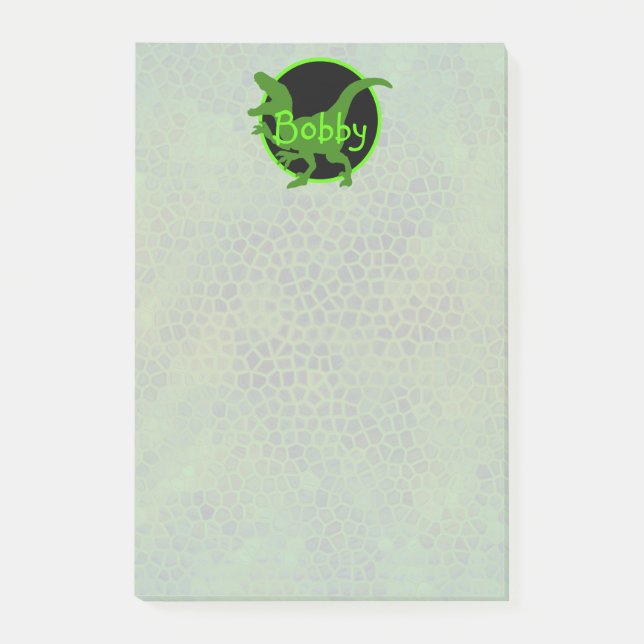 Personalized Green Dinosaur Post-it Notes (Front)