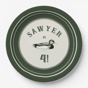 Personalized Green Duck Birthday Plates
