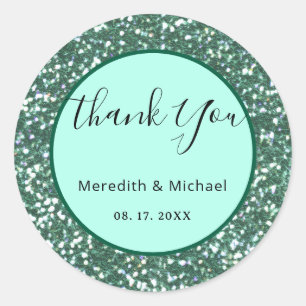 Personalized Green Faux Glitter Classic Round Classic Round Sticker