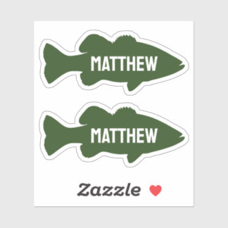 Personalized Green Fishing Bass Fish Name Sticker