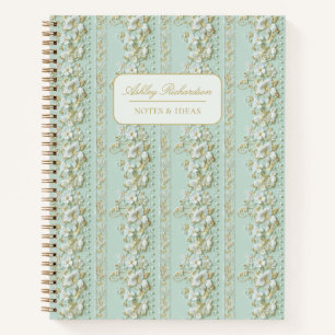 Personalized Green Floral Notebook