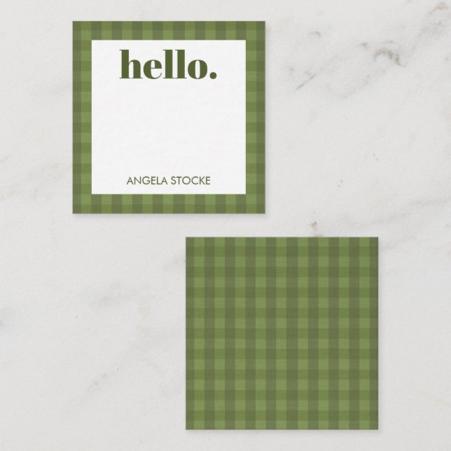 Personalized Green Gingham Card (Front/Back)