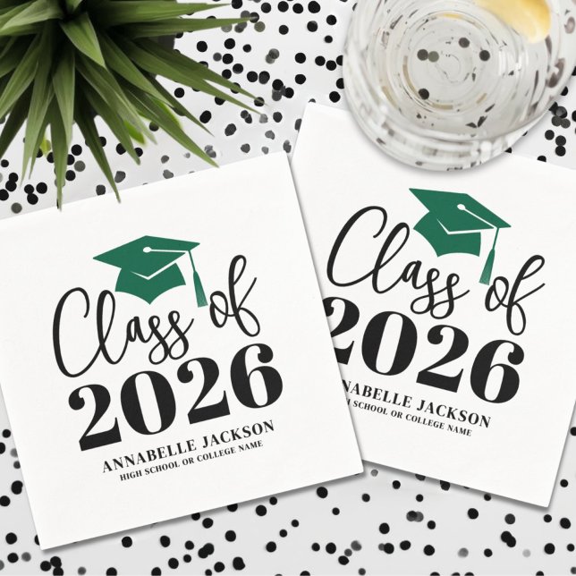 Personalized Green Graduation Napkin (Personalized Green Graduation Napkins)