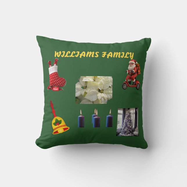 Personalized Green Icon Throw Pillow ​ (Front)