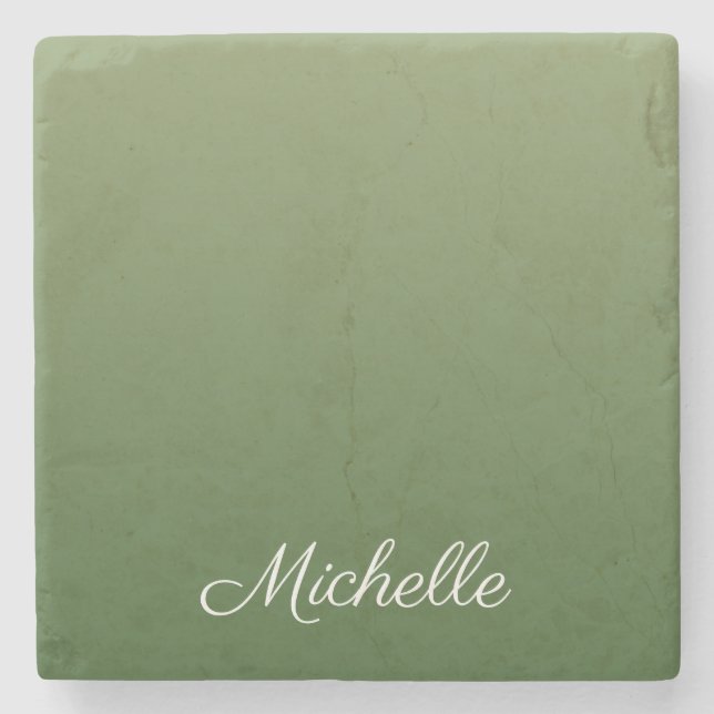 Personalized green ombre stone coaster (Front)