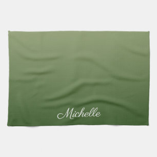 Personalized green ombre tea towel