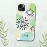 Personalized Green Pattern iPhone 13 Case<br><div class="desc">Make your phone unique with this pretty case decorated with an abstract floral pattern in shades of green.
You can customize it by changing the name or making it a monogram.
Original Drawing © Michele Davies.</div>