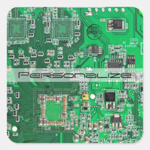 Personalized Green PCB Circuit Board for IT Pros Square Sticker