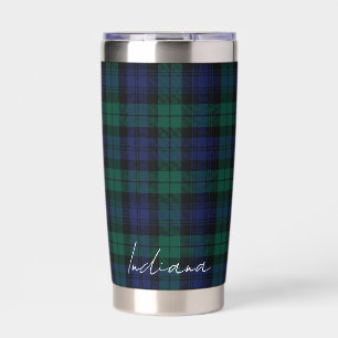 Personalized Green Plaid Checkered Rustic Tartan Insulated Tumbler