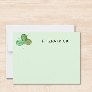 Personalized Green Shamrock Irish Family Name Card