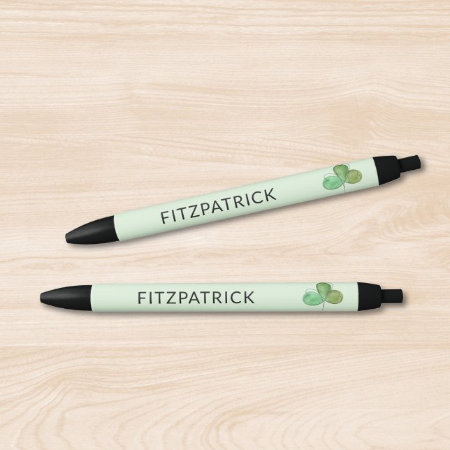 Personalized Green Shamrock Irish Heritage Black Ink Pen (Creator Uploaded)
