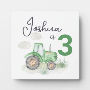 Personalized Green Tractor Theme Plaque With Easel