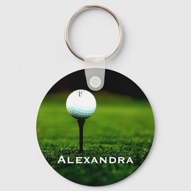 Personalized Green Turf with Golf Ball Keychain (Front)