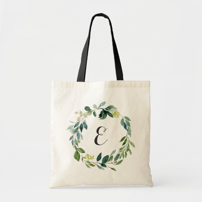 Personalized Greenery Foliage Tote Bag (Front)