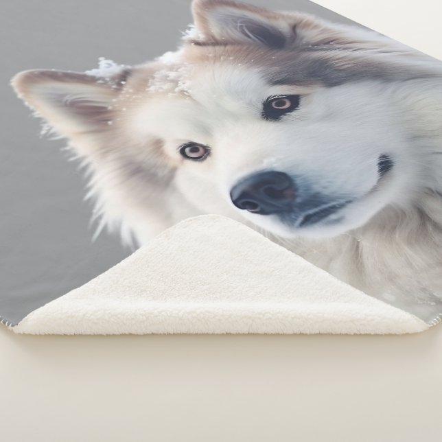 Personalized Grey Dog Photo Blanket (3/4)