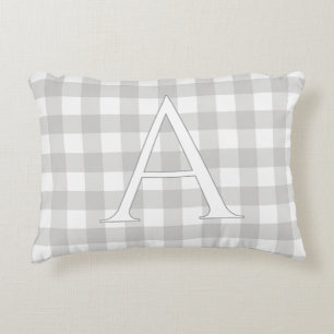 Personalized Grey Gingham Nursery Decorative Cushion