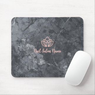 Personalized Grey Marbel Nail Studio Branding Mouse Mat