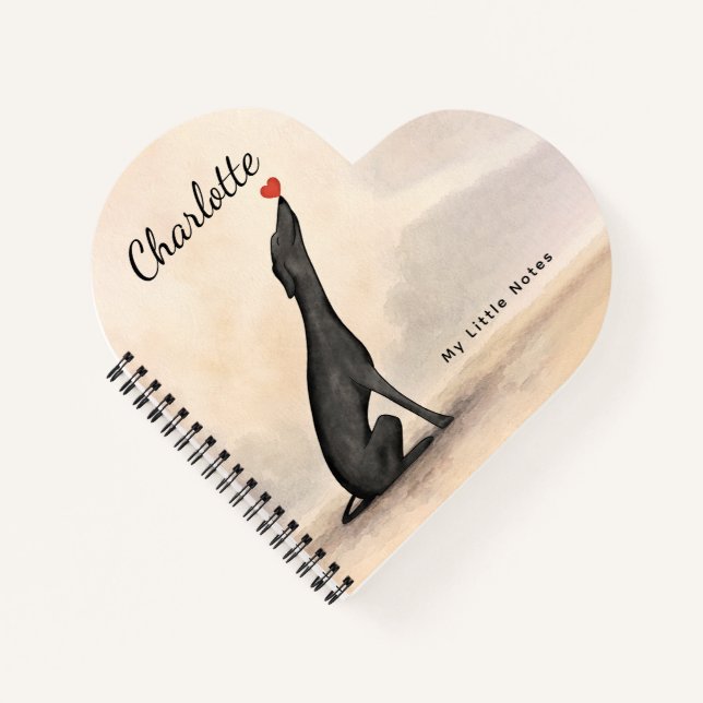 Personalized Greyhound Notebook with Heart        (Front)