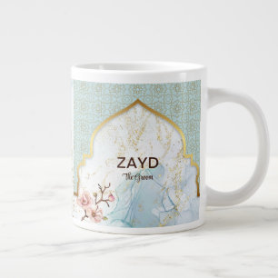 Personalized Groom Coffee Mug – Light Blue & Gold