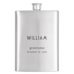 Personalized Groomsman Gift w/ Name & Wedding Role Hip Flask