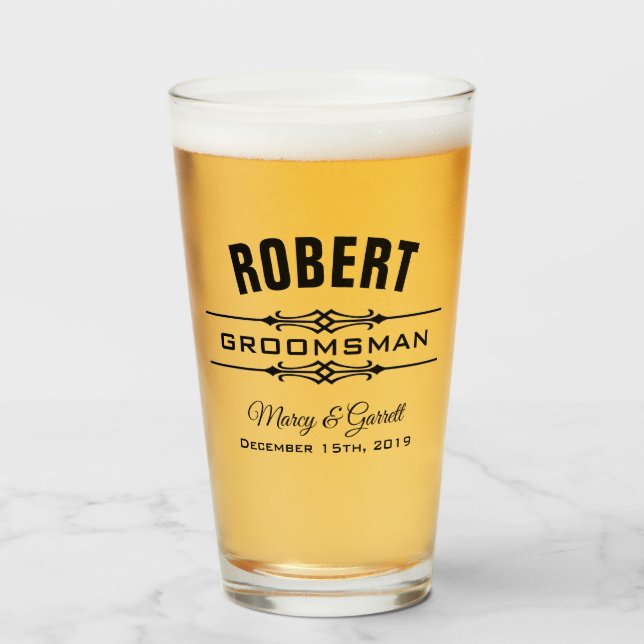PERSONALIZED GROOMSMAN WEDDING PARTY TUMBLER GLASS (Front Filled)