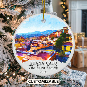 Personalized Guanajuato Ornament, Mexico Gift Ceramic Tree Decoration