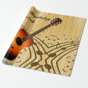 Personalized Guitar and Musical Notes Birthday Wrapping Paper