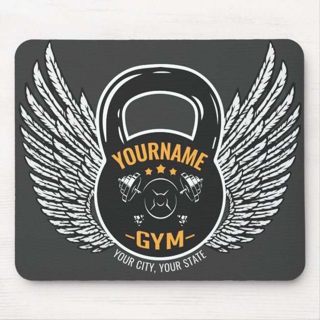 Personalized GYM Fitness Trainer Kettlebell  Mouse Mat (Front)