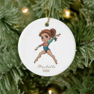 Personalized Gymnast gymnastics Girl Christmas Ceramic Tree Decoration