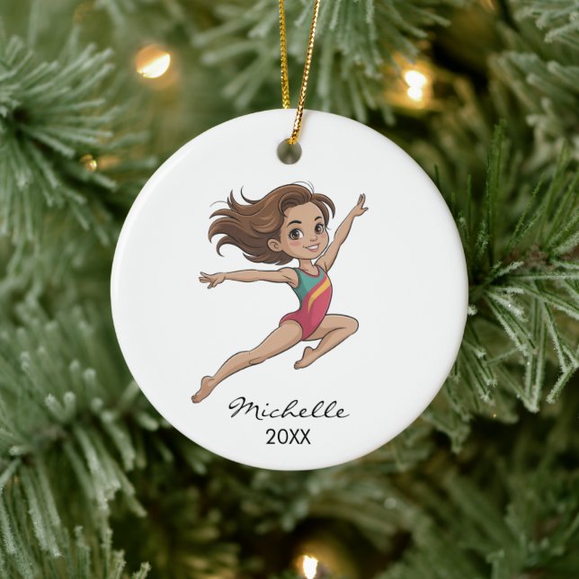  Personalized Gymnast gymnastics Girl Christmas  Ceramic Tree Decoration (Tree)