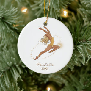 Personalized Gymnast gymnastics Girl Christmas  Ceramic Tree Decoration