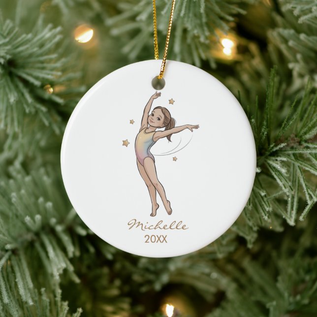 Personalized Gymnast gymnastics Girl Christmas  Ceramic Tree Decoration (Tree)