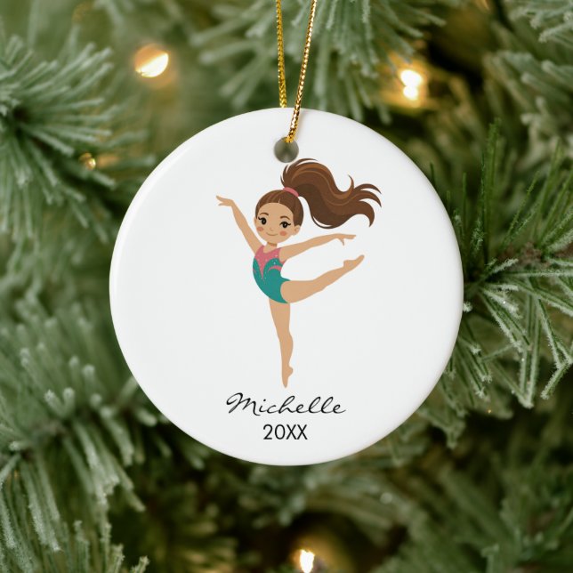  Personalized Gymnast gymnastics Girl Christmas  Ceramic Tree Decoration (Tree)