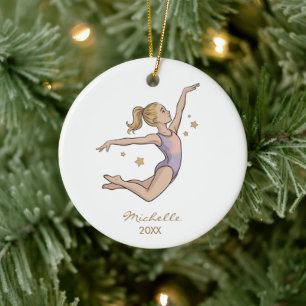 Personalized Gymnast gymnastics Girl Christmas Ceramic Tree Decoration