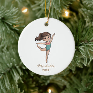 Personalized Gymnast gymnastics Girl Christmas   Ceramic Tree Decoration
