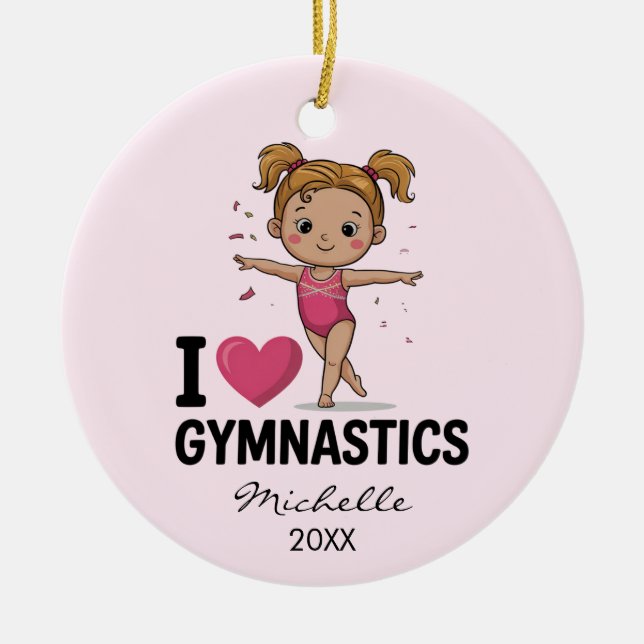 Personalized Gymnast gymnastics Girl Christmas     Ceramic Tree Decoration (Front)