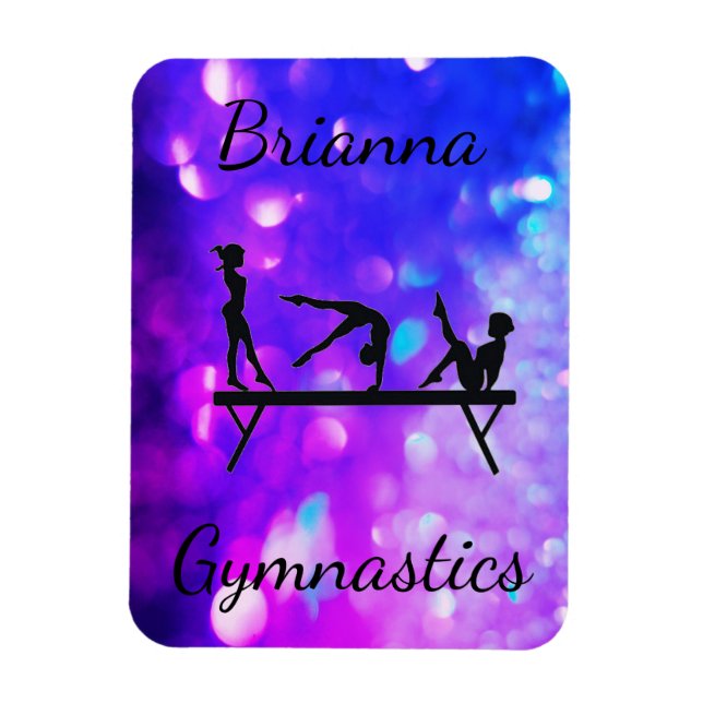 PERSONALIZED GYMNASTICS PURPLE BLUE GRADIENT   MAGNET (Vertical)