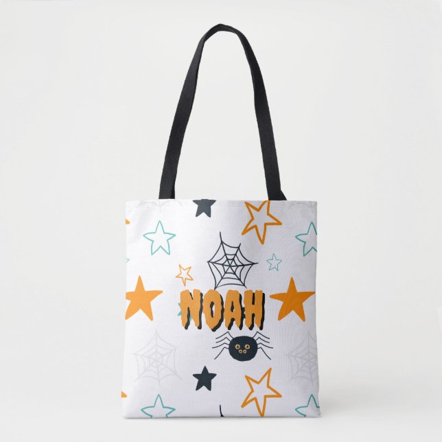 Personalized Halloween Bag – Spiders and Stars (Front)