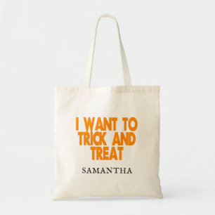 Personalized Halloween Party Trick or Treat Tote Bag