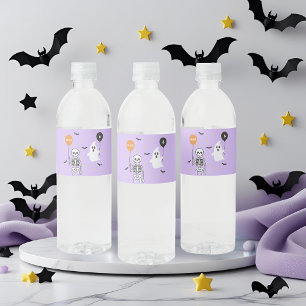 Personalized Halloween Skeleton & Ghost Birthday Water Bottle Label