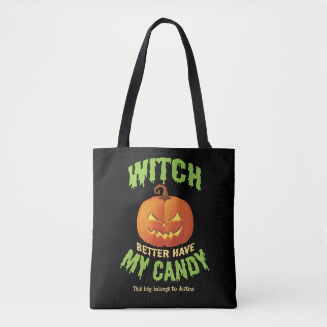 Personalized Halloween Tote Bag (Front)