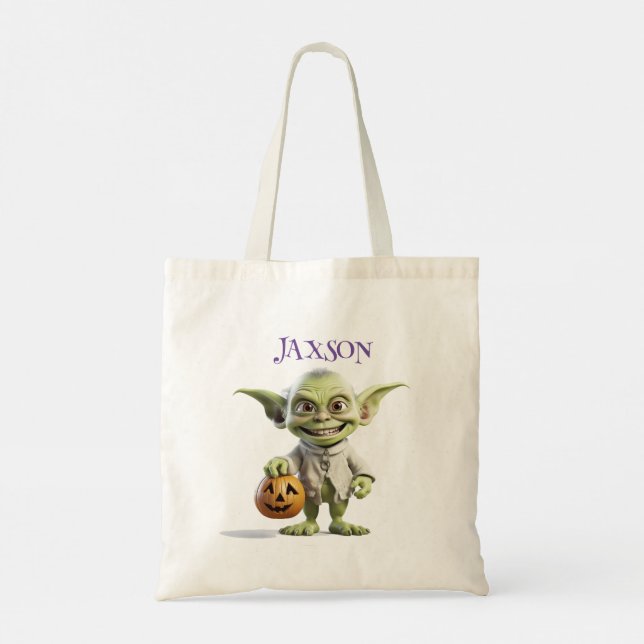PERSONALIZED HALLOWEEN TRICK or TREAT SKELETON  Tote Bag (Back)