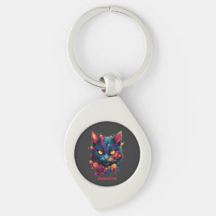 Personalized Halloween/Witch/Wizard/Goth Cat Key Ring