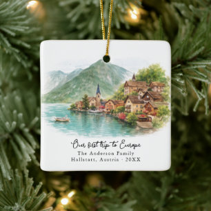 Personalized Hallstatt Austria Travel Photo Ceramic Ornament