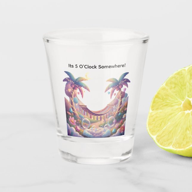 Personalized Hammock and palm trees Shot Glass (Front)