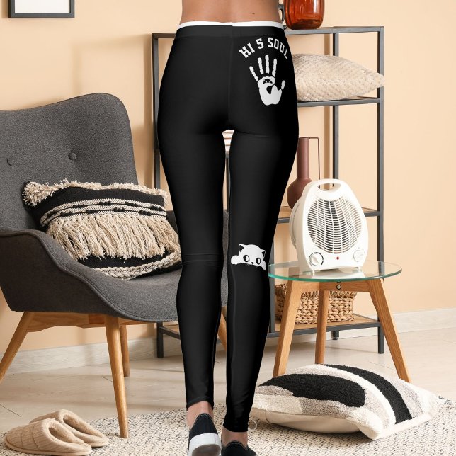 Personalized Hand Cat Pet Black White Stripes Gift Leggings (Creator Uploaded)