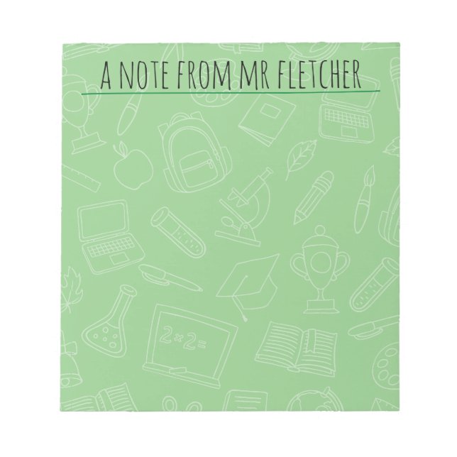 Personalized Hand Drawn School Supplies Pattern Po Notepad (Front)